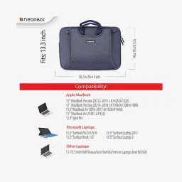 Neopack Handle Sleeve Laptop Bag for all 13.3 Inch Laptops & Macbooks (Navy Blue) image 4