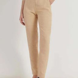 Fablestreet Beige Linen Regular Fit Trousers-picture-35