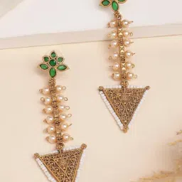 Karatcart Gold-Tone Plated Green Earrings for Women-image-28