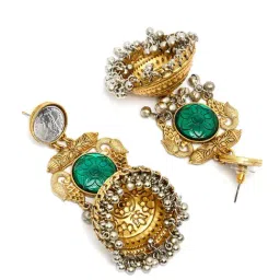 Karatcart Gold-Tone Plated Green Earrings for Women image 4