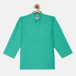 THANGAMAGAN Boys Sea Green Art Silk Kurta-picture-13