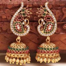 Karatcart Gold-Tone Plated Pink & Green Earrings for Women-picture-36