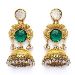 Karatcart Gold-Tone Plated Green Earrings for Women image 3