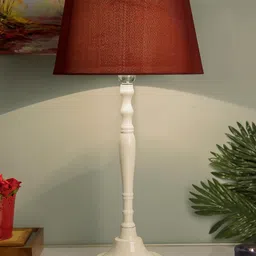 Homesake White & Red Solid Handcrafted Bedside Standard Lamp-picture-35