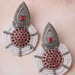 Karatcart Silver Red Earrings for Women-picture-33