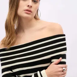 Styli Black Striped Sweater image 5