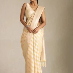 Soch Beige Tussar Woven Design Saree With Stitched Blouse-picture-23