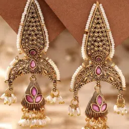 Karatcart Gold-Tone Plated Pink Earrings for Women-image-89