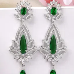 Karatcart Silver Green Earrings for Women-image-38