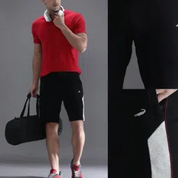 Crocodile Black Cotton Solid Slim Fit Shorts image 5