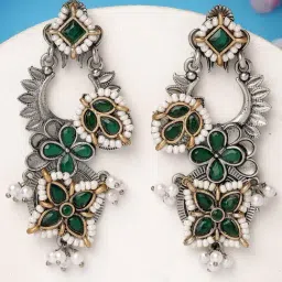 Karatcart Silver Green Earrings for Women-picture-18