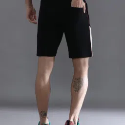 Crocodile Black Cotton Solid Slim Fit Shorts image 2