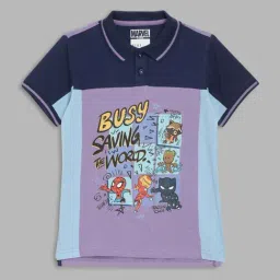 Blue Giraffe Boys Purple & Blue Cotton Printed 1 T-shirt-image-9