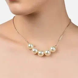 Zaveri Pearls Rose Gold Contemporary Pearls Necklace-ZPFK11055 image 2