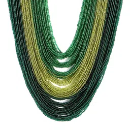 Bamboo Tree Jewels Green Bead Metal Necklace-image-61