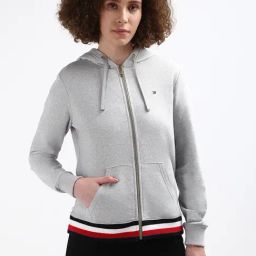 TOMMY HILFIGER Grey Cotton Textured Hoodie-picture-6
