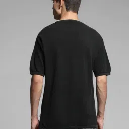 Jack & Jones Jet Black Cotton Oversized Textured T-Shirt image 2