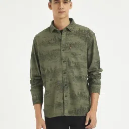 Levi's Olive Cotton Slim Fit Printed Shirt-picture-24