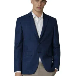 Louis Philippe Navy Slim Fit Checks Blazer-picture-18