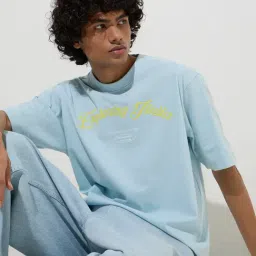 nuon men Nuon by Westside Light Blue Cityscape Relaxed-Fit Cotton T-Shirt-picture-34