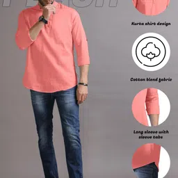 Fifth U Men Peach Kurta image 5