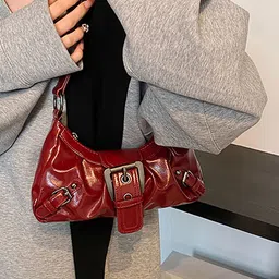 LULU & SKY Women Solid Structured Buckle Detail Shoulder Bag image 2