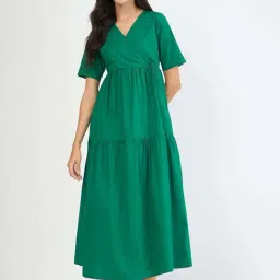 Femmella Green Cotton Regular Fit Dress-picture-46