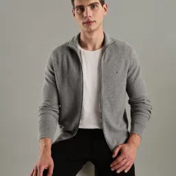 TOMMY HILFIGER Grey Texture Regular Fit Cotton Sweatshirt image 5