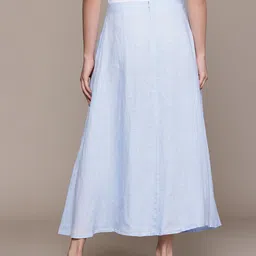 MANGO Linen Pleated A-Line Maxi Skirt image 3