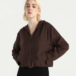 RAREISM Brown Linen Regular Fit Jacket-image-63