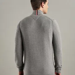 TOMMY HILFIGER Grey Texture Regular Fit Cotton Sweatshirt image 2