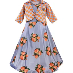 Wish Karo Girls Yellow & Grey Printed Fit and Flare Dress-picture-55