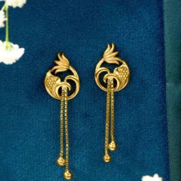 P.N.Gadgil Jewellers 22KT (916) BSI Gold Golden Flora Dangler Earring for Women-picture-38