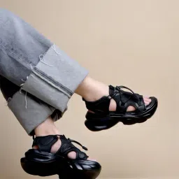 Shoetopia Women's Black Floater Sandals-picture-25