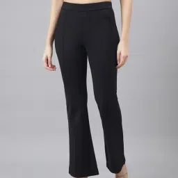 Latin Quarters Black Solid Casual High Rise Full Length Trousers-picture-24