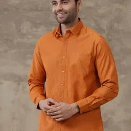 Ramraj Orange Cotton PolyCotton Regular Fit Shirts image 3