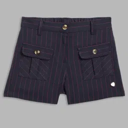 Blue Giraffe Girls Blue Striped Shorts-image-35