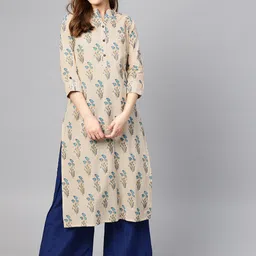 Varanga Women Beige Floral Printed Kurta-image-34