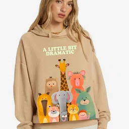 RAYACLOSET Women Printed Hooded Sweatshirt-image-27