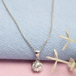 GIVA 925 Sterling Silver Rhodium Plated Zircon Mini Flower Pendant with Box Chain-picture-50