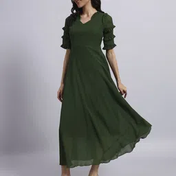 HELLO DESIGN Ruffled Georgette Fit & Flare Maxi Dress image 3