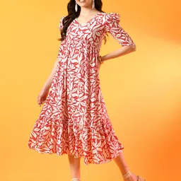 Metronaut Floral Print A-Line Midi Dress image 4