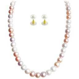 Sri Jagdamba Pearls Golden Necklace & Earring Set-picture-14