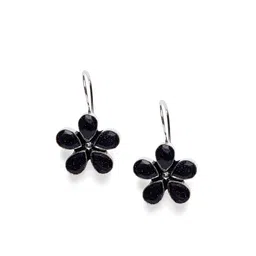 Bamboo Tree Jewels Black Floral Drop Earrings-image-78