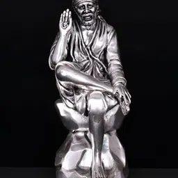 Exotic India Silver-Toned Lord Sai Baba Religious Brass Idol Showpiece-image-25