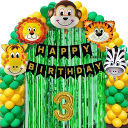Bubble Trouble 3 Year Jungle Theme Birthday Decoration Kit - Pack of 37-picture-13