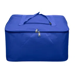 Kuber Industries Underbed Storage BagRexine Blanket CoverLightweight Storage BagFoldable Razai BagZipper Storage Bag For Clothes with HandleSmall,Blue, image 2