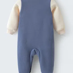 Mark & Mia Cotton Full Sleeves Rompers With Teddy Applique - Blue & Cream image 2