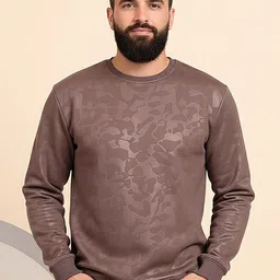 Mast & Harbour Men Textured Round Neck Full Sleeves Pullover Camouflage Pattern Sweatshirt-picture-32