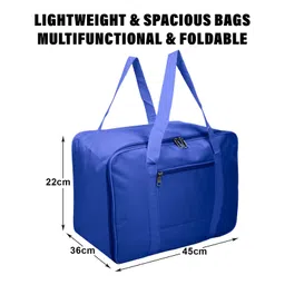 Kuber Industries Underbed Storage BagRexine Blanket CoverLightweight Storage BagFoldable Razai BagZipper Storage Bag For Clothes with HandleSmall,Blue, image 3